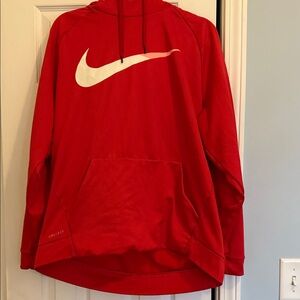 Nike Red Pullover with White Swoosh Dry fit L
